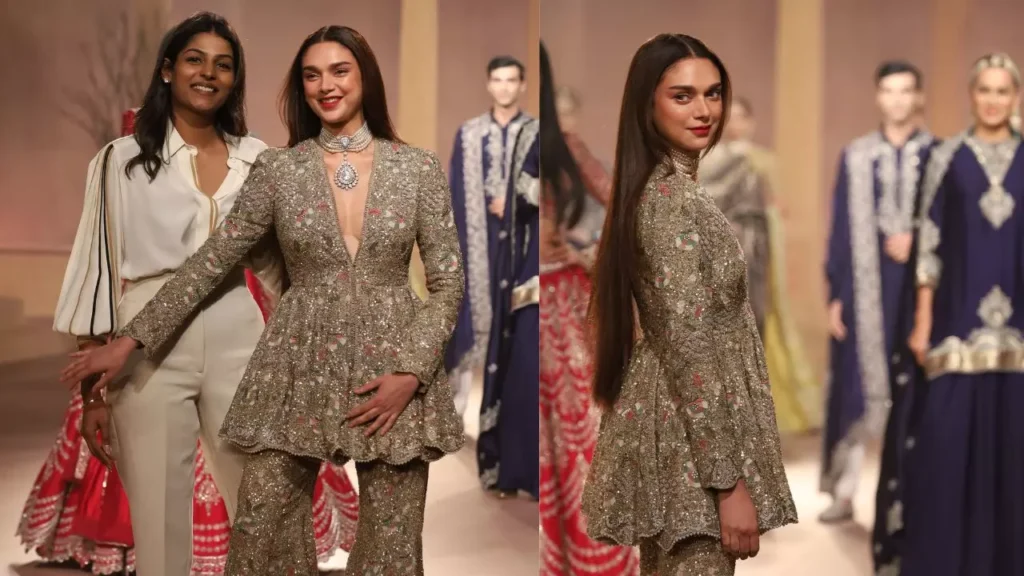 India Couture Week 2024 is in full swing, showcasing exquisite designs from leading fashion houses. Following the stunning appearances of Malaika Arora and Aditya Roy Kapur, Aditi Rao Hydari stole the spotlight as she graced the runway for Jayanti Reddy’s collection, “Evocative Nawabi Canvas.”