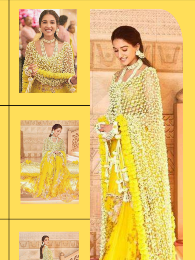 Radhika Merchant in  Real Flower Dupatta For  Haldi Ceremony