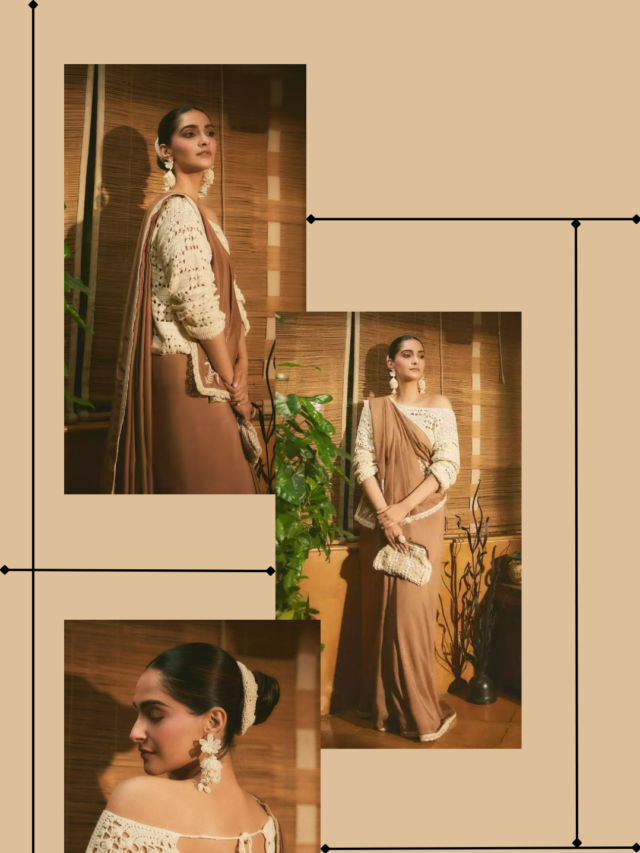 “Reimagining Tradition: Sonam Kapoor’s Crochet Top and Saree Fusion”